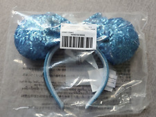 Disney Loungefly Minnie Mouse Hydrangea Blue sequined Ears Headband Adult NEW picture