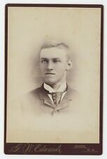 Antique Circa 1880s Cabinet Card Very Handsome Young Man In Suit & Tie Dover, NH picture