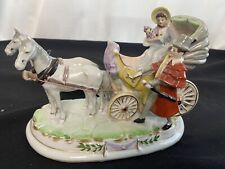 Antique 1920 Paulux Porcelain Figure Horse Drawn Carriage Vintage Occupied Japan picture
