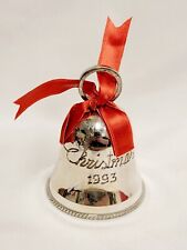 Vtg International Silver Co Silverplated Engraved Bell 1993 Christmas Ornament picture