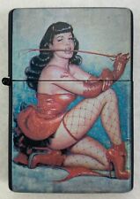 Rare 2002 Olivia Berardinis Bettie Page Red Whip Pin Up Art Lighter - Unfired picture