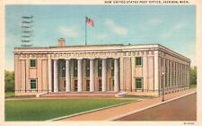 Postcard MI Jackson New United States Post Office 1950 Linen Vintage PC G4101 picture