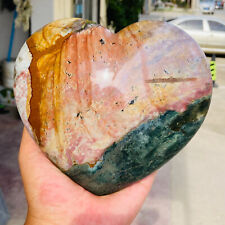 3.77Lb Rare Large Natural Colourful Ocean Jasper Heart Quartz Crystal  Healing picture