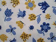 Vintage Fabric Cotton Gingham Butterfly Tulip Flowers LadyBug Novelty 45x146 picture