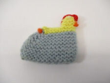 Vtg Handmade EGG COVER Knitted Blue Yellow Chicken Rooster EASTER Farm Decor picture