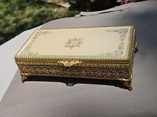 VTG ORMOLU Casket Jewelry Box Beveled HAND PAINTED Venetian HOLLYWOOD REGENCY picture