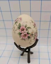 Beautiful Vtg Hand Painted Floral Decorative Egg With Stand picture
