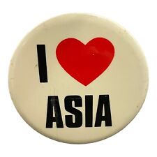 1980s 2 Inch “I Heart Asia” Pin Back Button Pin picture