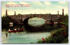 Chicago Illinois, Jackson Park, Intake Bridge, Boats, Antique, Postcard 1911 picture