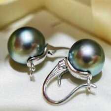 Huge16MM Peacock Blue Shell Pearl Earrings 18K Jewelry Gift CARNIVAL Lucky picture