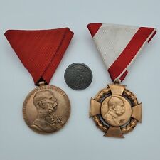 Original WW1 Austrian Imperial Franz Joseph Medal Military Hungarian Cross set picture