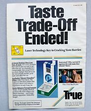 VINTAGE 1984 TRUE CIGARETTES FULL PAGE MAGAZINE PRINT AD - LASER TECHNOLOGY picture
