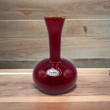 Vintage Rainbow Art Glass Red Vase Mid-Century 8