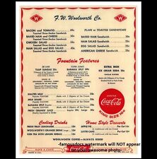 Woolworth Diner Menu PHOTO Lunch Counter Restaurant Vintage Prices 8x10, 1960 picture