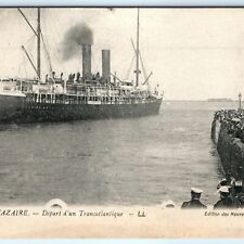 c1910s Saint Nazaire Transatlantic Steamship Depart Photo Postcard Levy Fils A10 picture