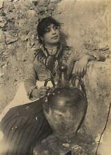 c. 1890's Italian Woman with Jug Albumen Photograph by Guglielmo Pluschow picture