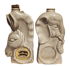 1956 James Beam Political Bourbon Whiskey Decanter Empty Bottles Donkey Elephant picture