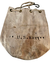 Antique 1940s WWII USN US Navy Heavy Canvas Duffle Bag Stencil Seabag Soiled picture