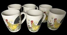 6 Paula Deen Southern Rooster Coffee Mugs Cups - Garden Farmhouse 4 1/2” H picture