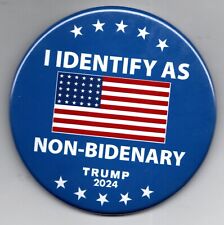 Anti Biden Pro Donald Trump Bidenary  2024 MAGA 3 1/2  campaign button picture