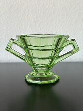 Vintage Indiana Glass TEAROOM Green Large Footed Sugar Dish Nice Glow picture