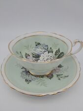 Rare Vintage Paragon Mint Green Hydrangea TeaCup & Saucer A1427 Made In England  picture