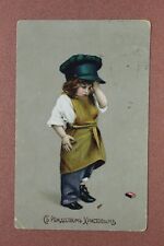 BOY journeyman cap Matches. Christmas Tsarist Russia postcard SLOBODSKOY 1916🎄 picture