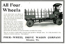 1906 Original Four-Wheel Drive Wagon Co. Truck Ad. Milwaukee + Peerless Ad picture