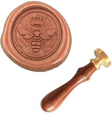 MNYR Bee with Imperial Crown Wax Seal Stamp Rosewood Handle Set Bee Wax Seal Sta picture
