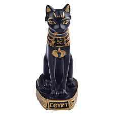 Black And Gold Egyptian Goddess Bastet Cat Sitting Figurine Home Decor Statue picture