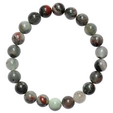 CHARGED African Bloodstone Stretchy 8mm Bead Bracelet + Baby Selenite Heart picture