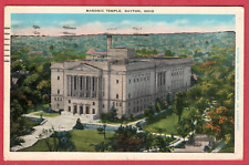 VINTAGE Postcard Masonic Temple Dayton Ohio E. C. Kroppe Co Posted 1945 picture