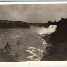 c1910s Niagara Falls, NY Birds Eye Real Photo Boat Upper Steel Arch Bridge A154 picture