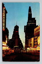 Postcard Times Square at Night New York City NY, Vintage Chrome M17 picture