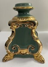 Vintage MCM Ceramic Green & Gold Classic LAMP BASE 1940s 1950s Hollywood Regency picture