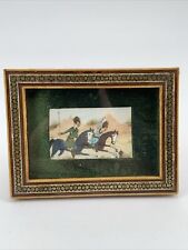 Vintage Miniature Persian Painting. Camel Bone. Soldiers on Horseback. Amazing picture