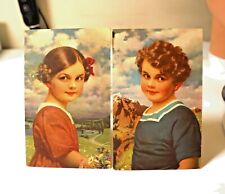 2 Antique Postcards Boy & Girl German Alpine Style Unposted picture