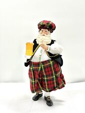 Santa Claus Scottish Plaid Kilt Figure 10.5” Beer Stein Merry Brite Rare Vtg picture