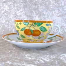 HERMES Siesta Morning Soup LARGE Cup Saucer Tableware Yellow Floral Ornament picture