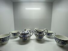 Johnson Brothers Blue Creamer, Lidded Sugar Bowl  6 Cups Tea Set Made in England picture
