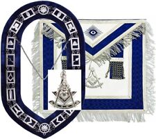 Masonic Regalia Blue Lodge Past Master Apron Handmade Chain Collar with jewel picture