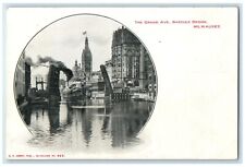 c1905 Grand Ave Bascule Bridge Steamer Milwaukee Wisconsin WI Vintage Postcard picture