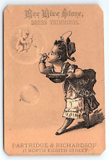 c1880 BEE HIVE STORE PHILADELPHIA PA DRESS TRIMMINGS VICTORIAN TRADE CARD P1937 picture