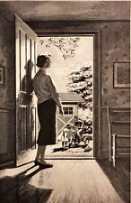 1955 Instant Postum Beverage Vintage Print Ad Housewife Staring Outside Door picture