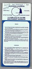 SUIDWES LUGDIENS SOUTHWEST AIRWAYS AIRLINE TIMETABLE SUMMER 1978 NAMIBIA AFRICA picture