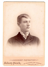 MILWAUKEE WI c1892 HANDSOME YOUNG MAN No ID Gilt Edge Cabinet Card by ADAM HEEB picture