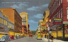 DUBUQUE, Iowa IA ~ MAIN STREET SCENE~Night GOODMAN'S JEWELERS  ca1940's Postcard picture