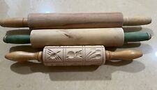 Lot Of 3 Vintage Wooden Rolling Pins Farmhouse Kitchen Baking Decor Primative picture