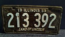 1959 ILLINOIS LICENSE PLATE - 213 392 - LAND OF LINCOLN - MAN CAVE picture