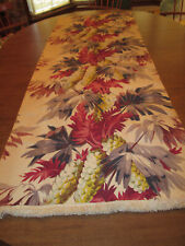 Vintage Tropical Flower Barkcloth Curtain Panel Fabric Fringe 59